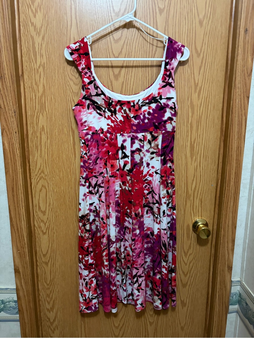 Signature Red, Pink & Purple Floral Scoop-Neck Dress